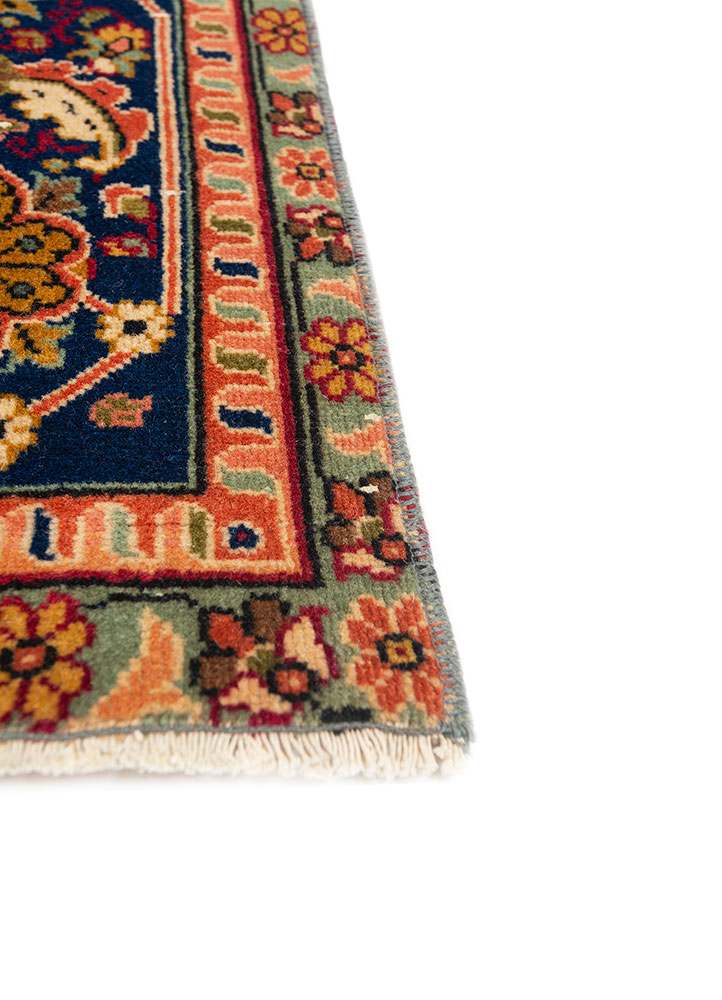 aalam red and orange wool hand knotted Rug - Corner