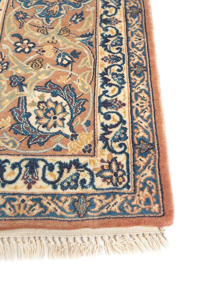 gulmarg gold wool and silk hand knotted Rug - Corner