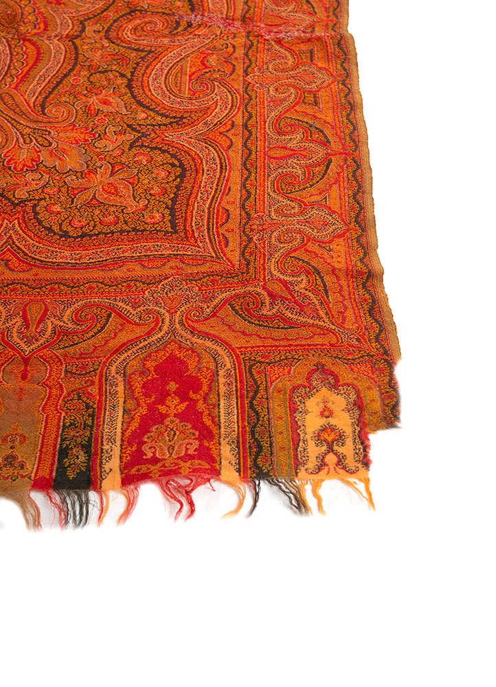 nayaab red and orange wool flat weaves Rug - Corner