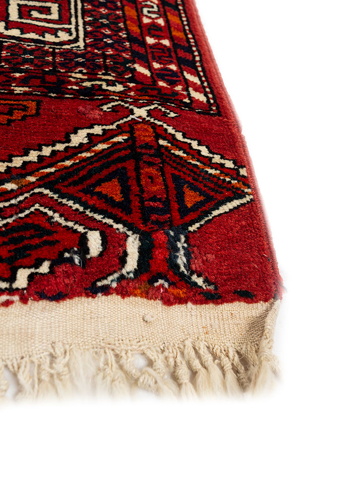kiaan red and orange wool hand knotted Rug - Corner