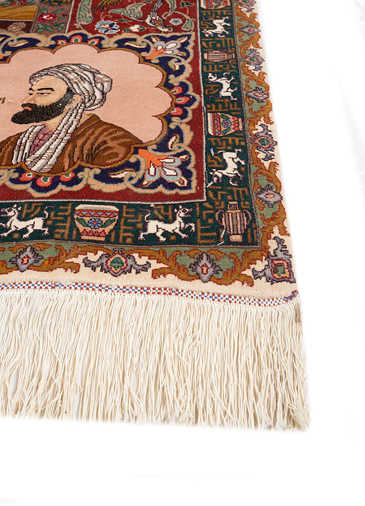 aalam green wool hand knotted Rug - Corner