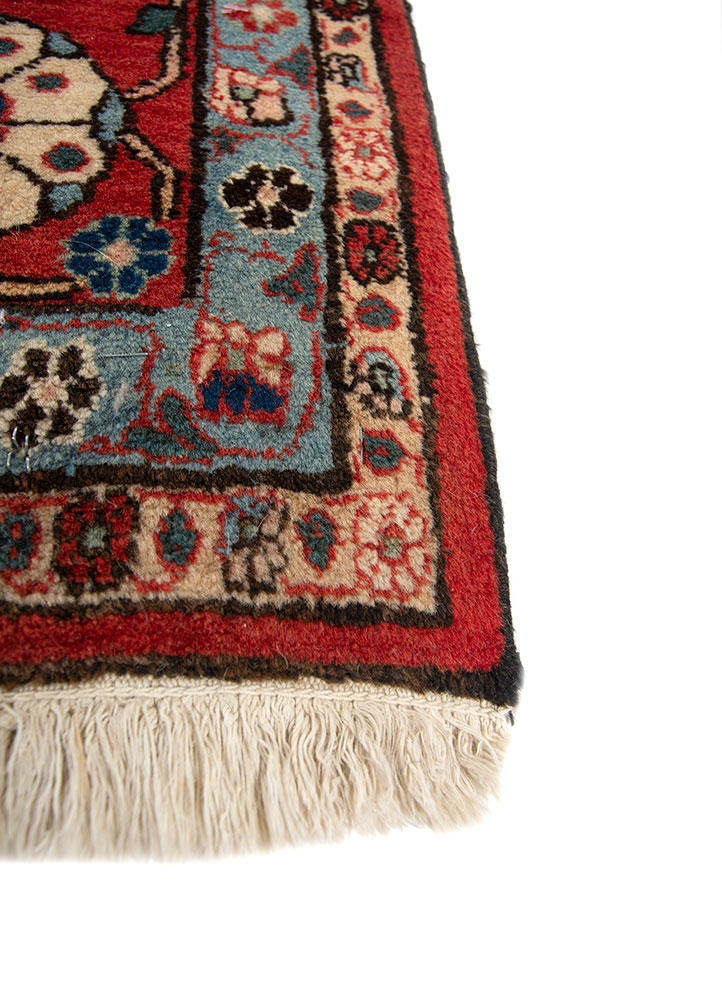 aalam blue wool hand knotted Rug - Corner