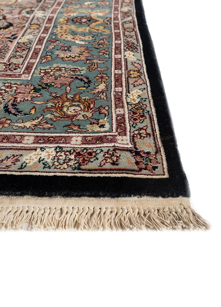 aalam grey and black wool hand knotted Rug - Corner