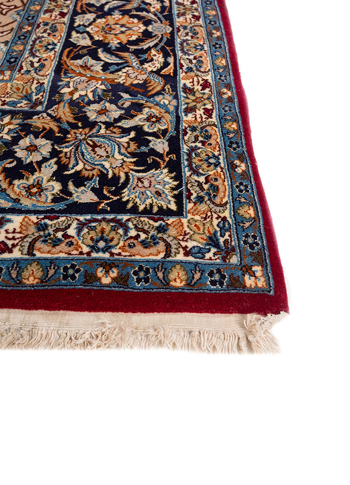 aalam red and orange wool hand knotted Rug - Corner