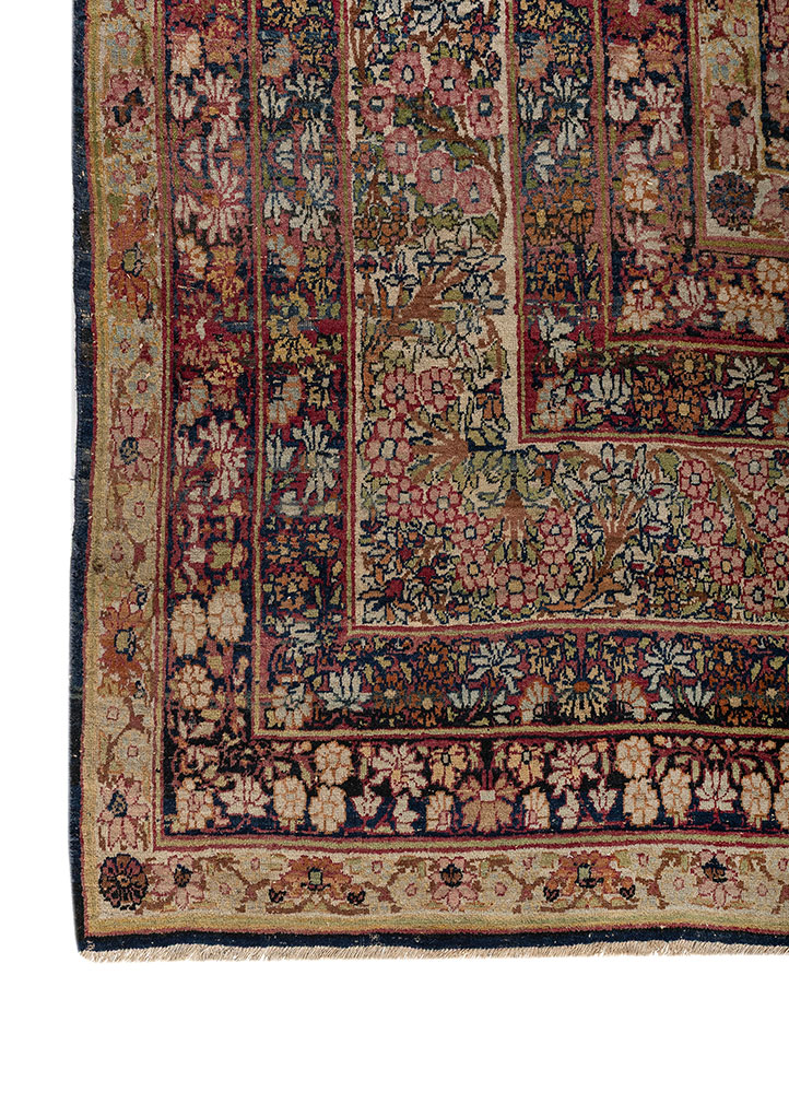 aalam green wool hand knotted Rug - Corner