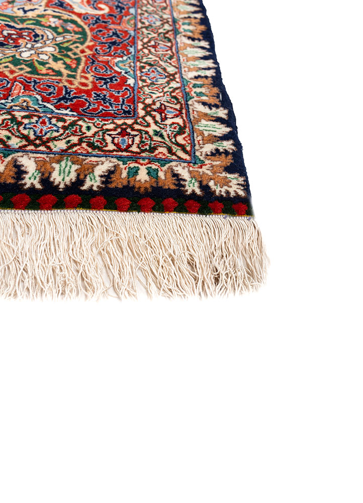 aalam blue wool hand knotted Rug - Corner