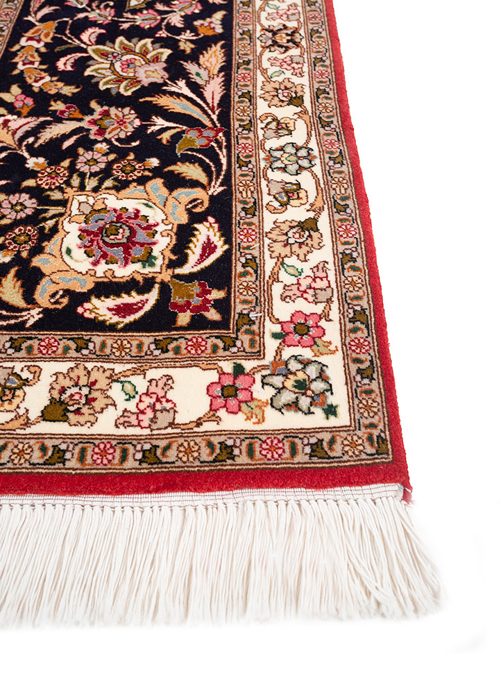 aalam red and orange wool hand knotted Rug - Corner