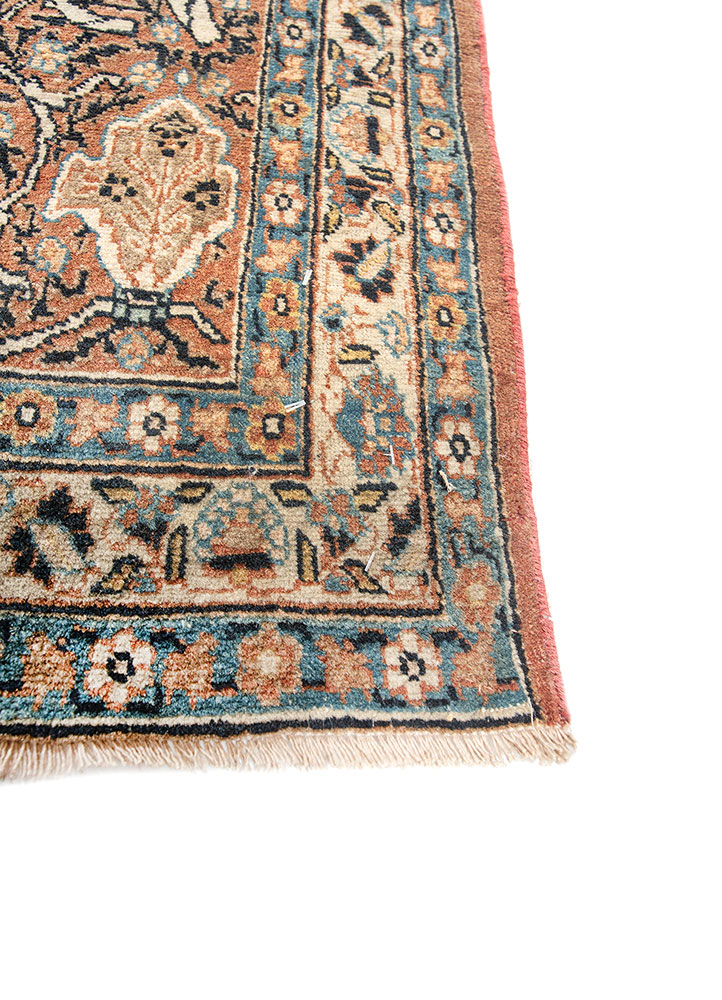 aalam beige and brown wool hand knotted Rug - Corner