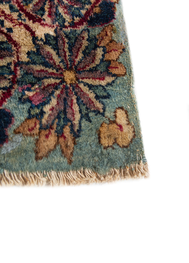 aalam red and orange wool hand knotted Rug - Corner