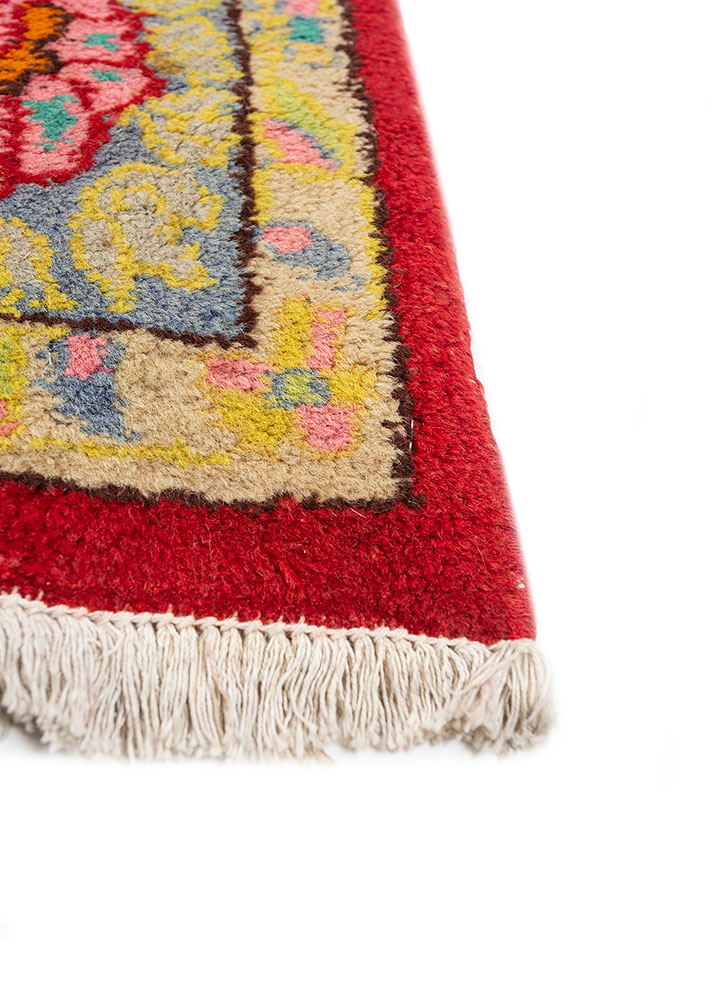 aalam pink and purple wool hand knotted Rug - Corner