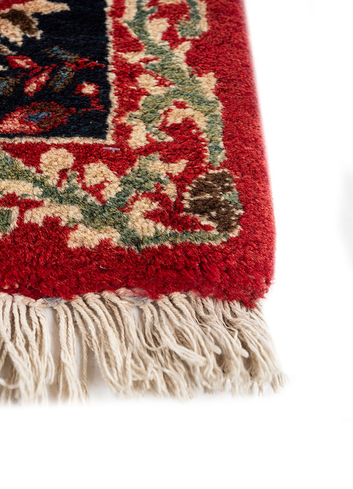 aalam red and orange wool hand knotted Rug - Corner
