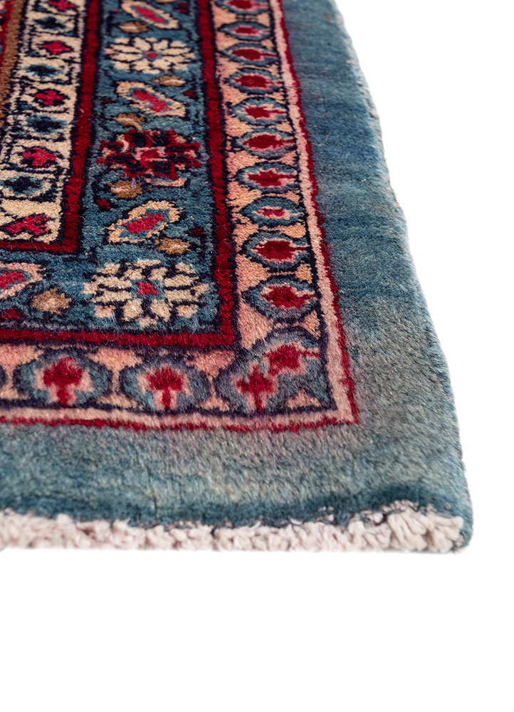 aalam blue wool hand knotted Rug - Corner
