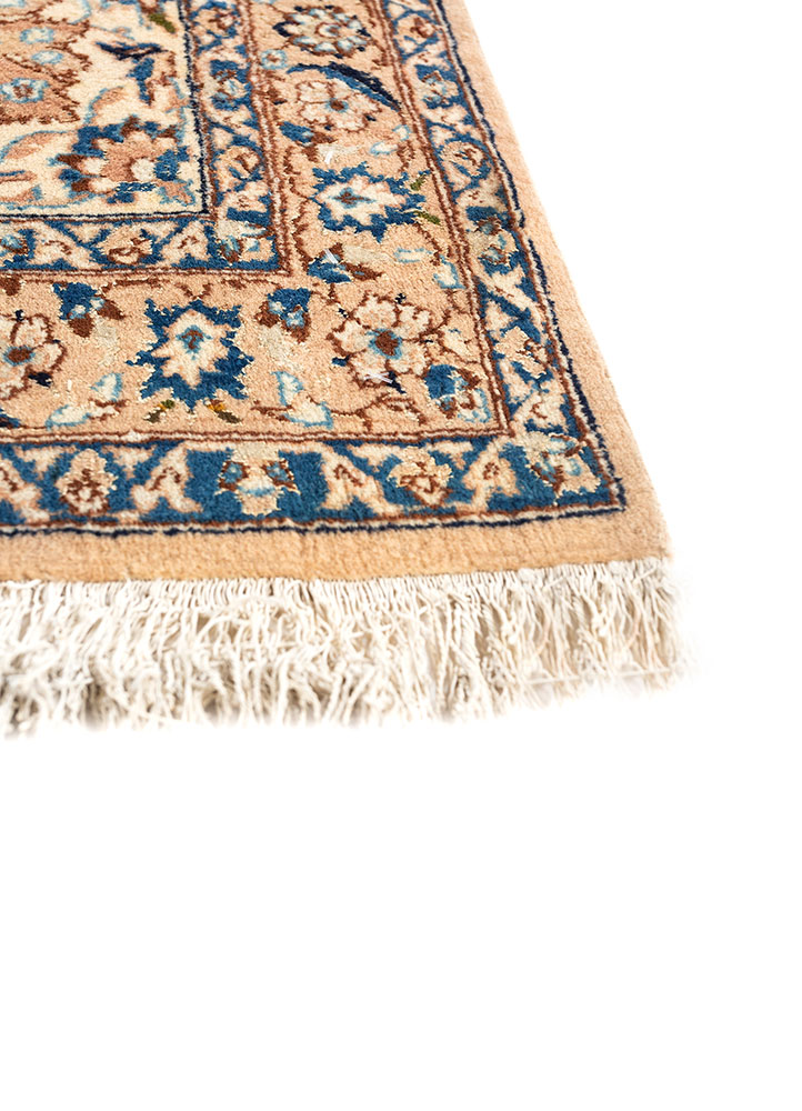 aalam beige and brown wool hand knotted Rug - Corner