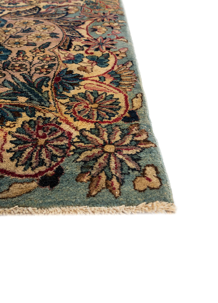 aalam blue wool hand knotted Rug - Corner