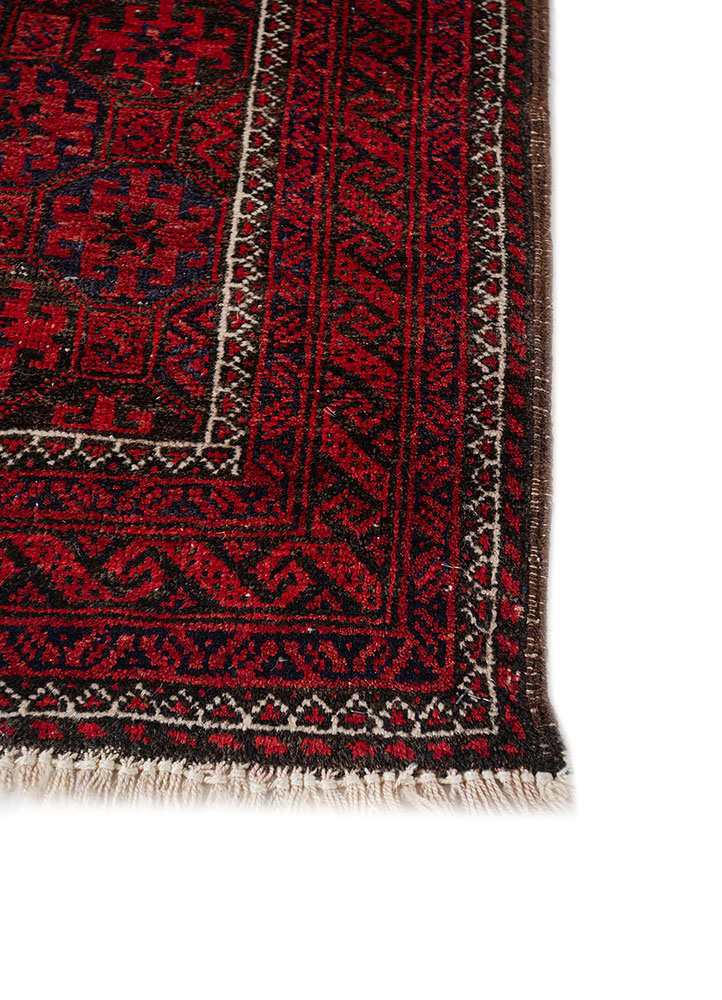 kiaan red and orange wool hand knotted Rug - Corner