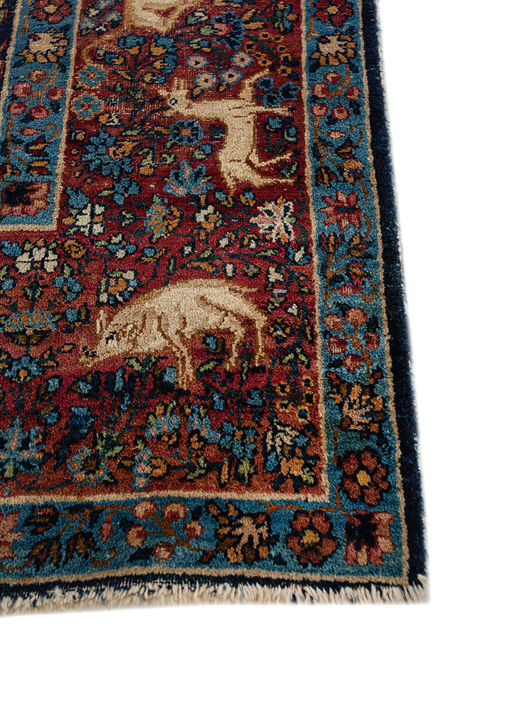 aalam blue wool hand knotted Rug - Corner