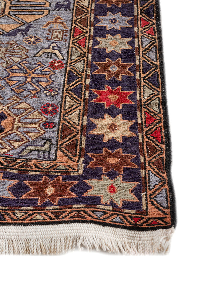 kiaan blue wool and silk hand knotted Rug - Corner