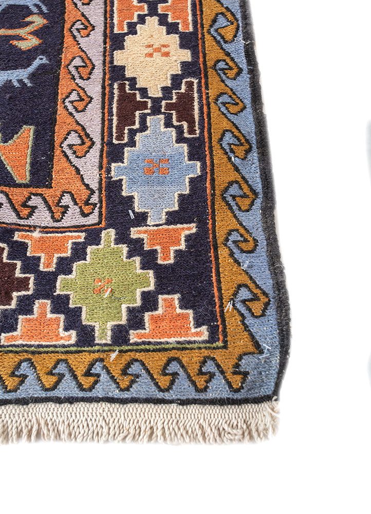 kiaan blue wool and silk hand knotted Rug - Corner