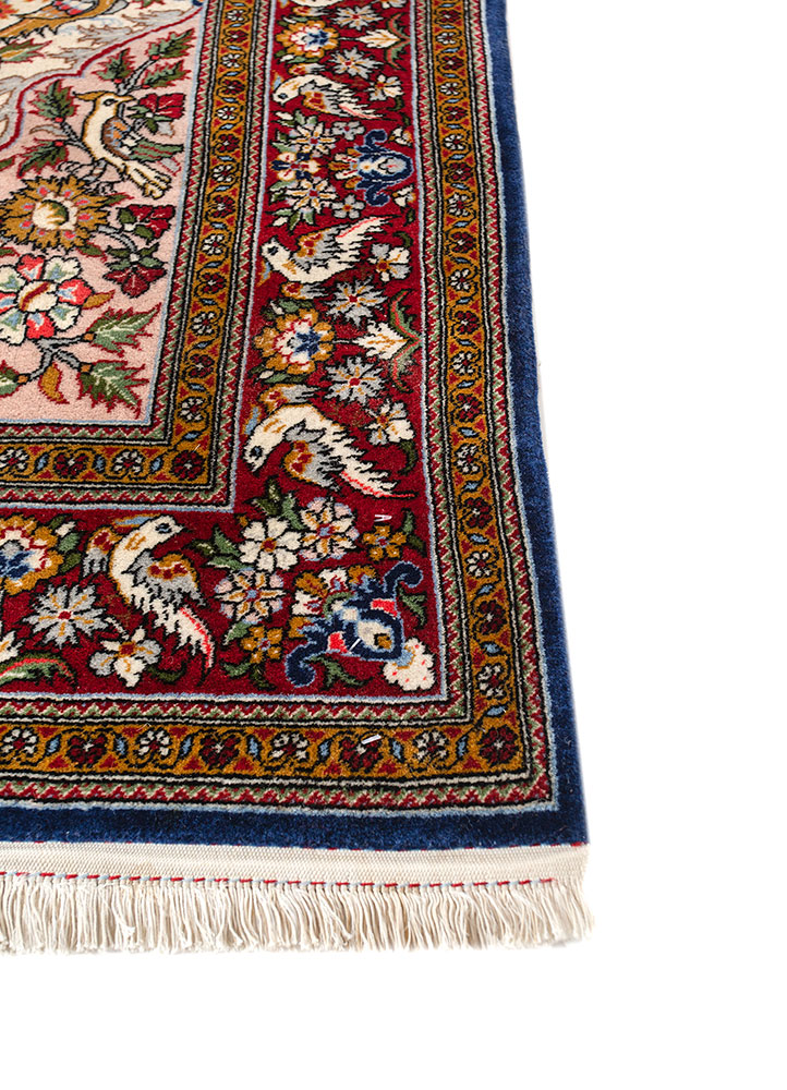 aalam blue wool hand knotted Rug - Corner
