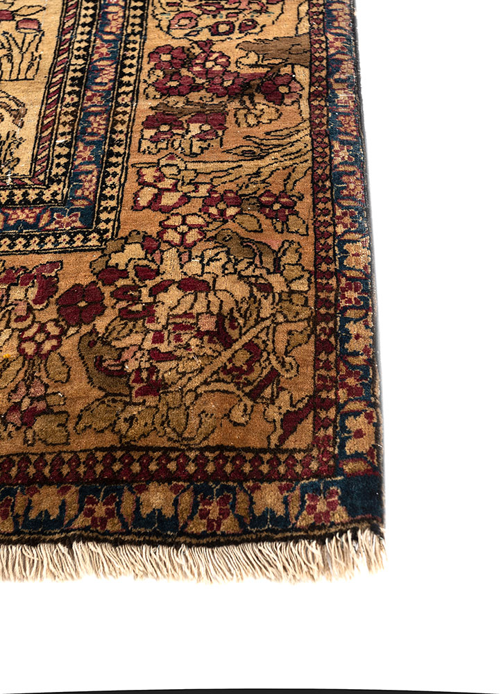 aalam green wool hand knotted Rug - Corner