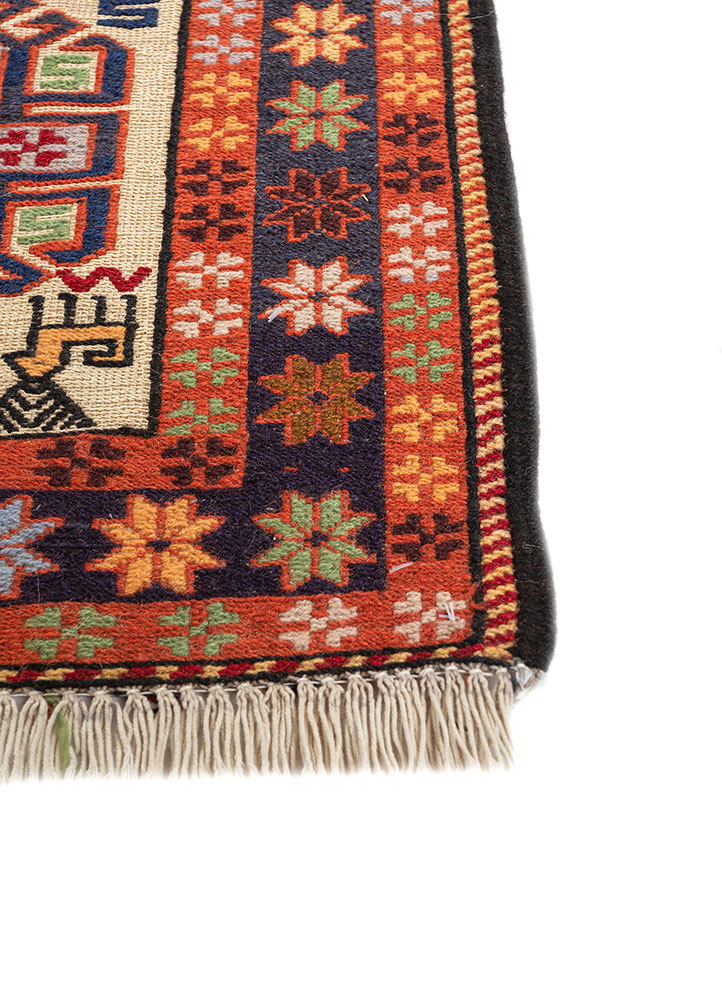 kiaan red and orange wool and silk hand knotted Rug - Corner