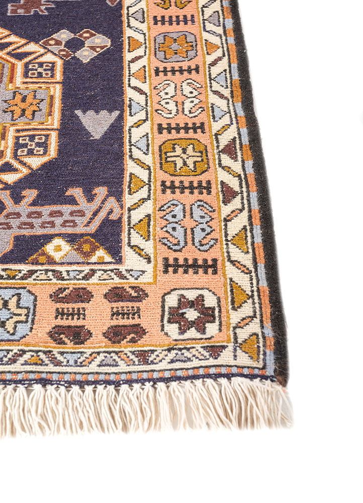 kiaan red and orange wool hand knotted Rug - Corner