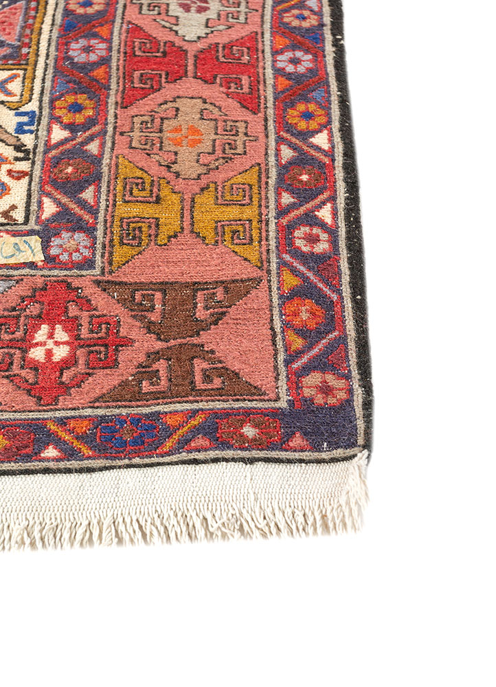 kiaan red and orange wool and silk hand knotted Rug - Corner