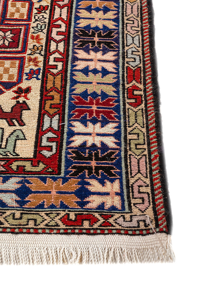 kiaan red and orange wool and silk hand knotted Rug - Corner