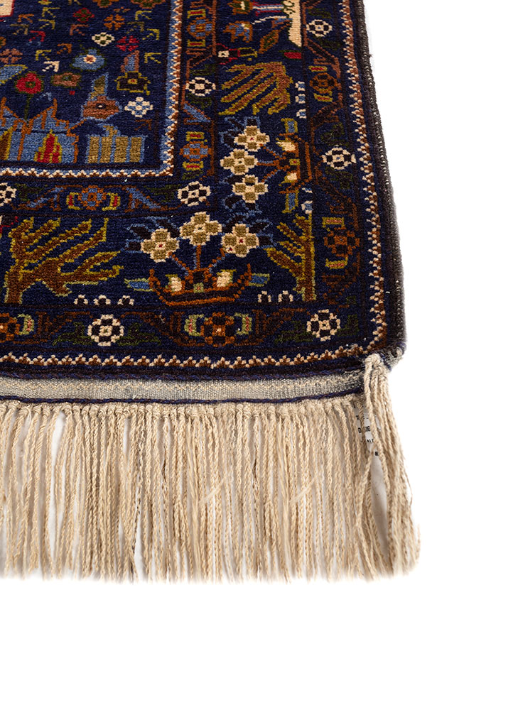 kiaan blue wool hand knotted Rug - Corner