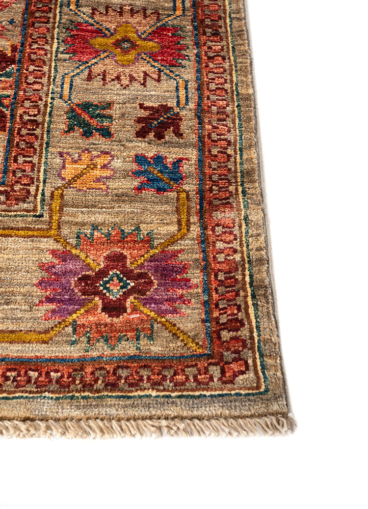 aalam green wool hand knotted Rug - Corner
