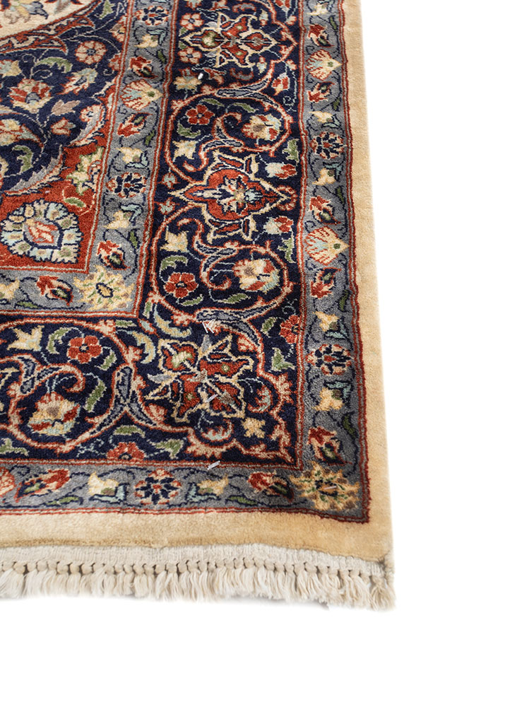 aalam blue wool hand knotted Rug - Corner