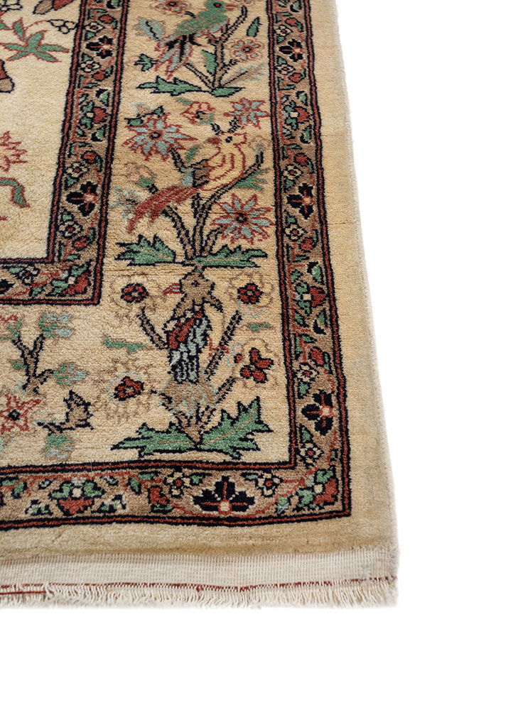 aalam beige and brown wool hand knotted Rug - Corner