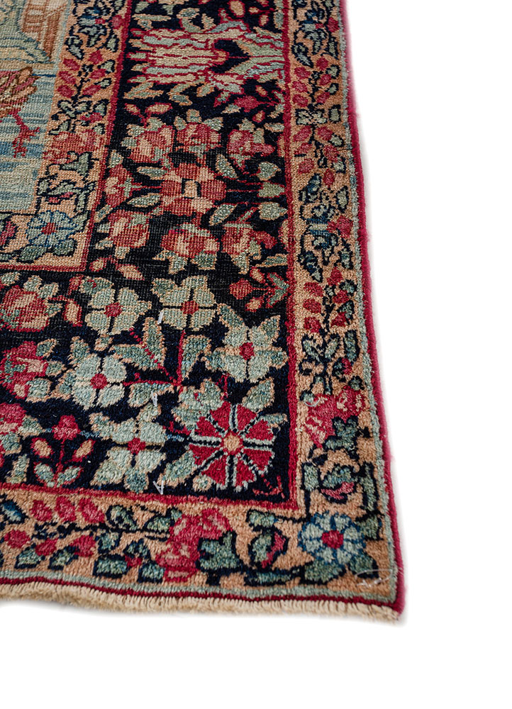 aalam pink and purple wool hand knotted Rug - Corner
