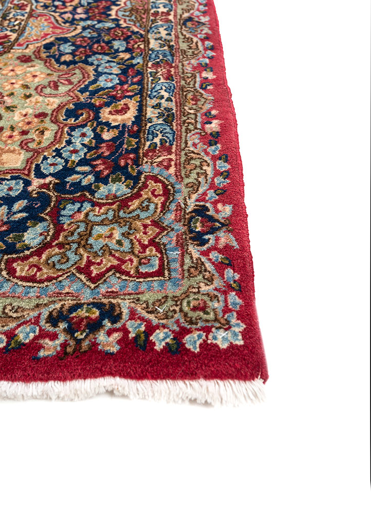 aalam blue wool hand knotted Rug - Corner