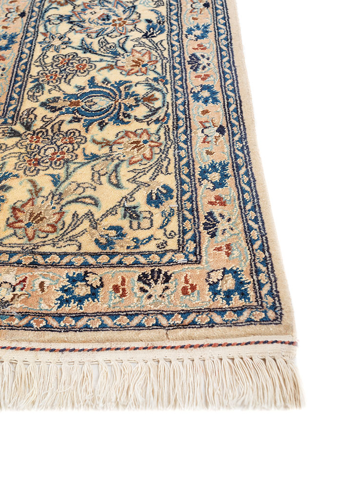 aalam gold wool and silk hand knotted Rug - Corner
