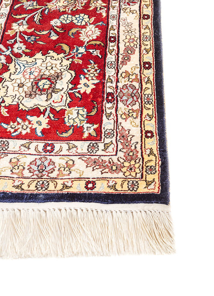 gulmarg blue silk hand knotted Rug - Corner