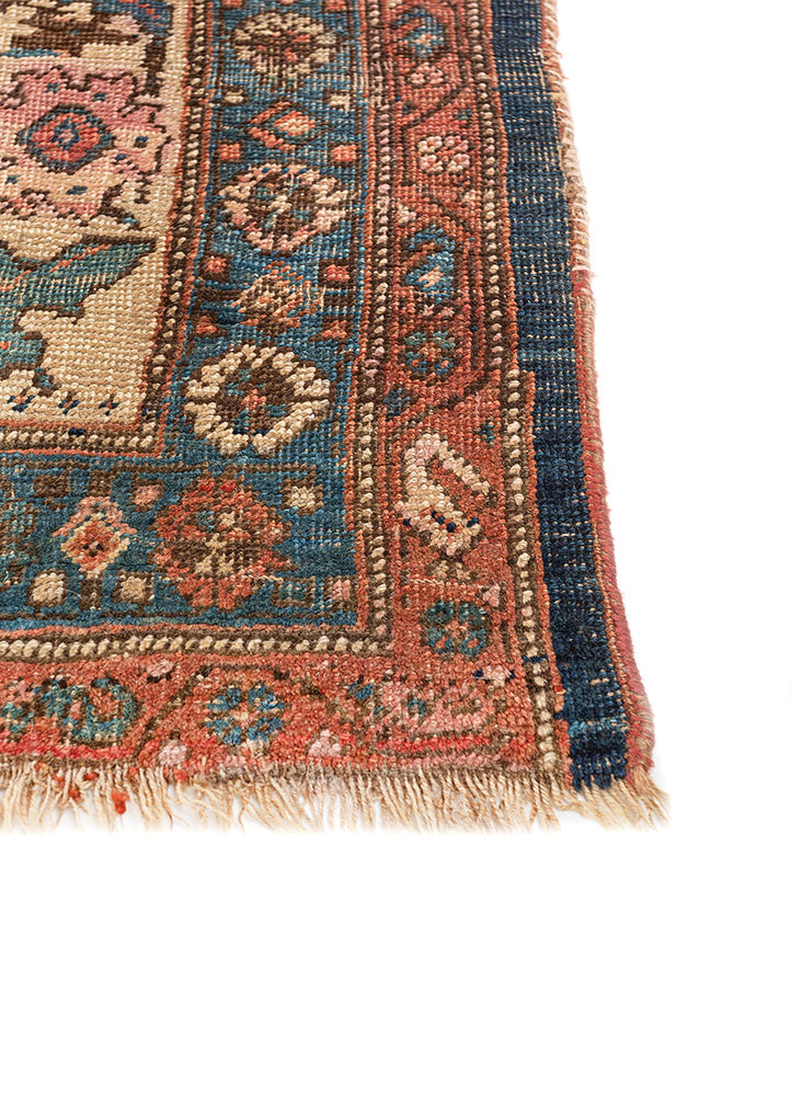 aalam pink and purple wool hand knotted Rug - Corner