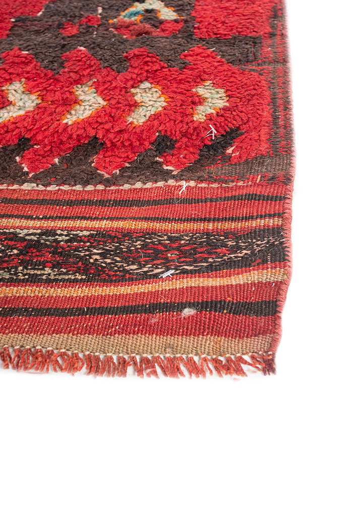 kiaan red and orange wool hand knotted Rug - Corner