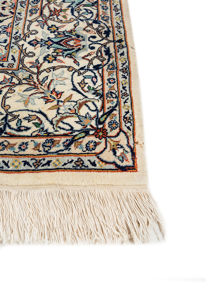 aalam beige and brown wool hand knotted Rug - Corner
