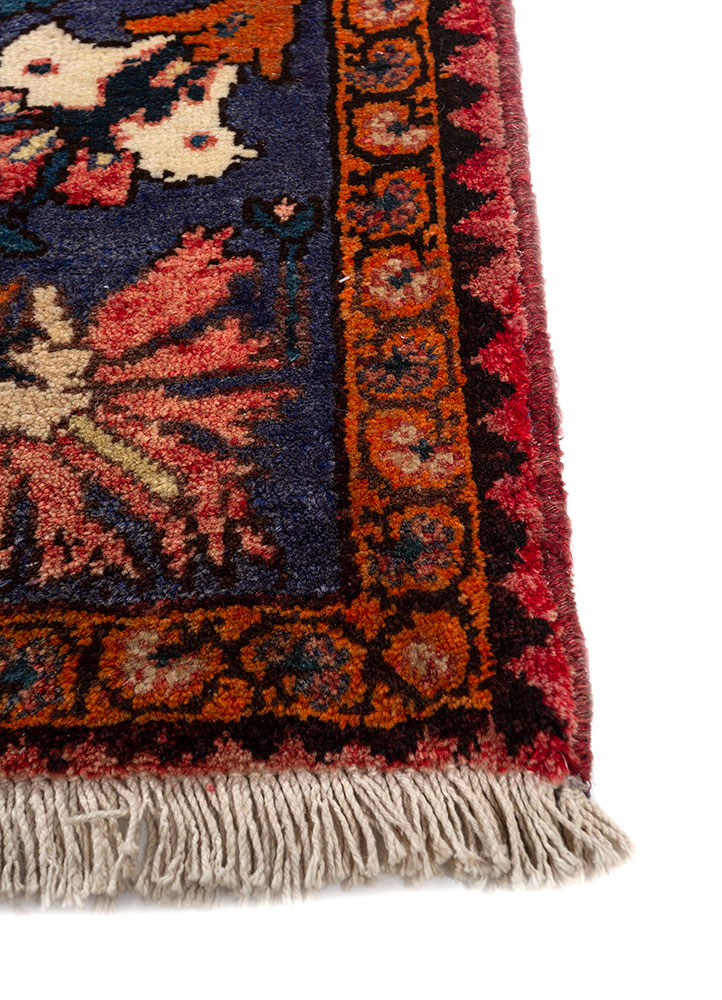 aalam pink and purple wool hand knotted Rug - Corner