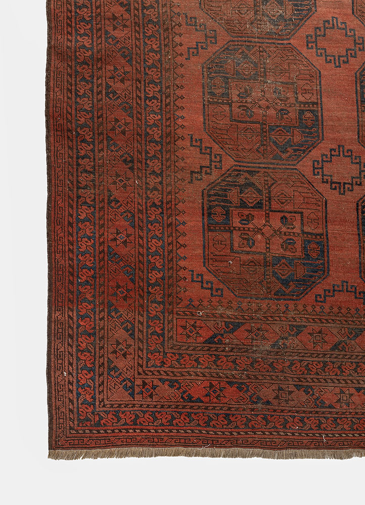 kiaan red and orange wool hand knotted Rug - Corner