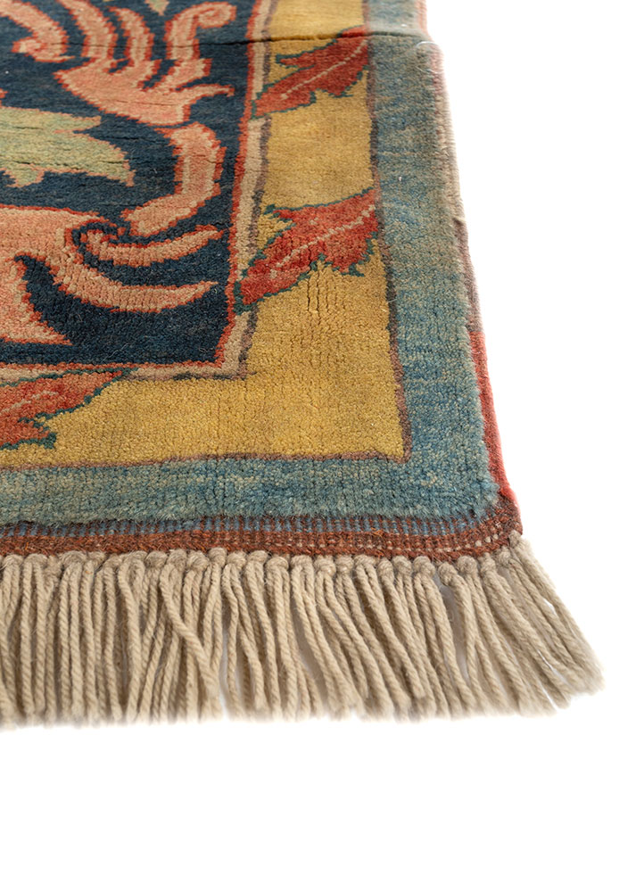 aalam blue wool hand knotted Rug - Corner