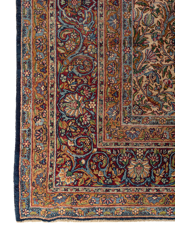aalam pink and purple wool hand knotted Rug - Corner