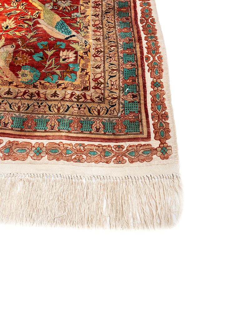 gulmarg blue silk hand knotted Rug - Corner