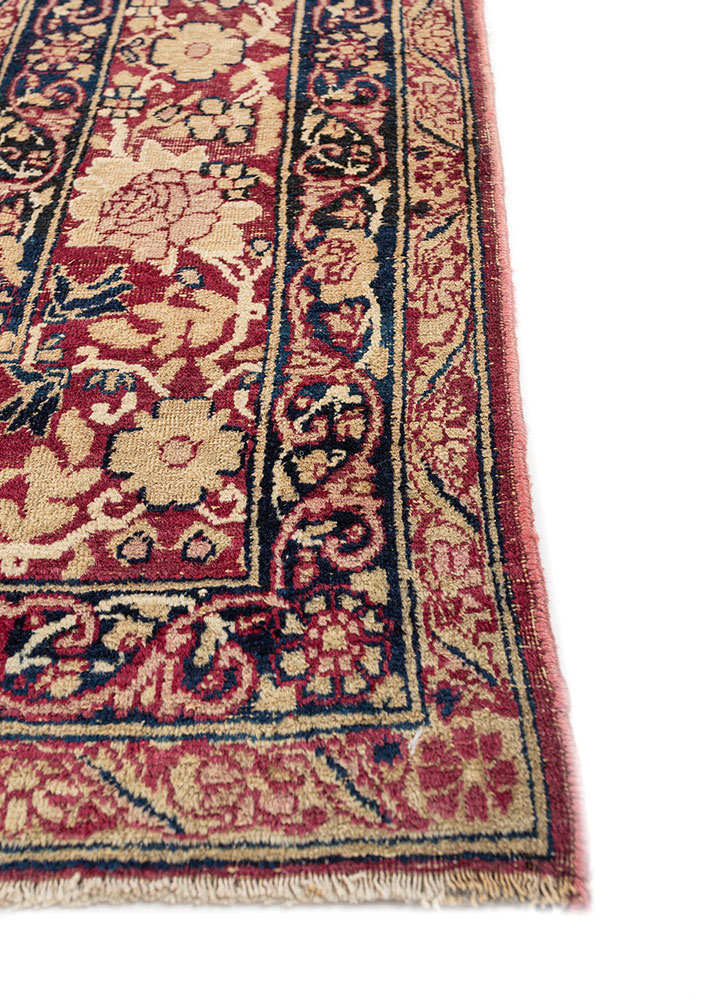 aalam pink and purple wool hand knotted Rug - Corner