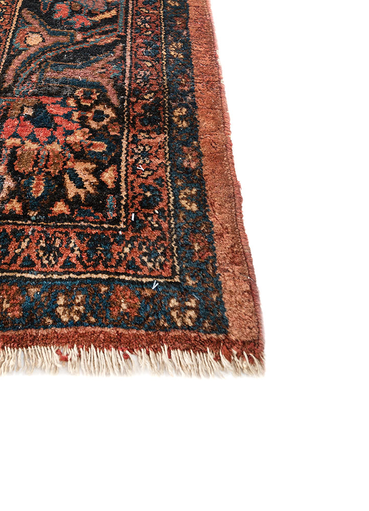aalam grey and black wool hand knotted Rug - Corner