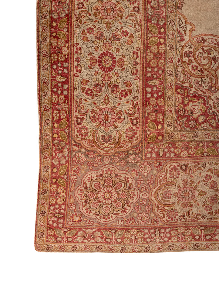 aalam red and orange wool hand knotted Rug - Corner
