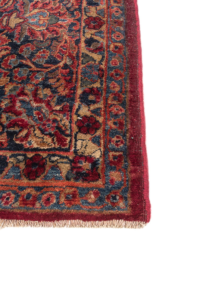 aalam pink and purple wool hand knotted Rug - Corner