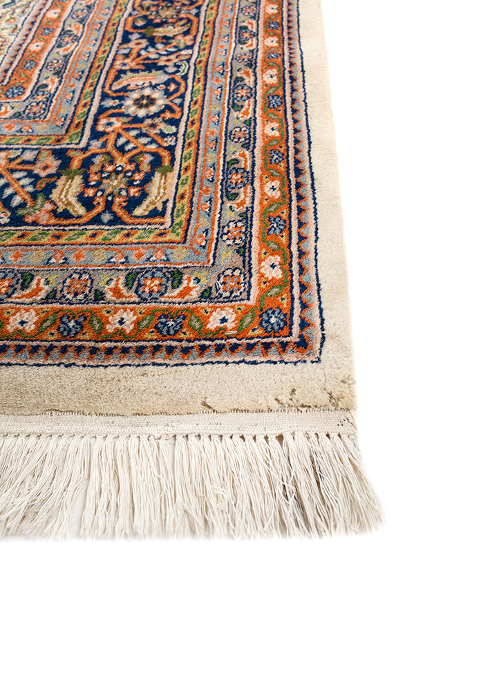 aalam blue wool hand knotted Rug - Corner