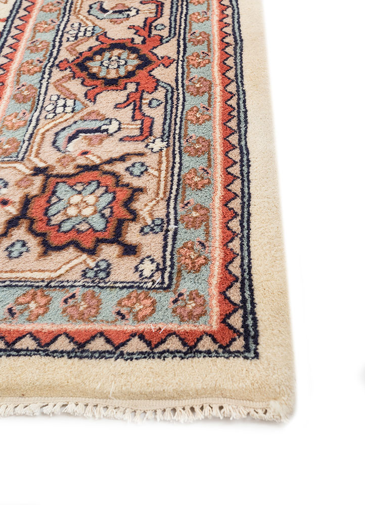 aalam beige and brown wool hand knotted Rug - Corner